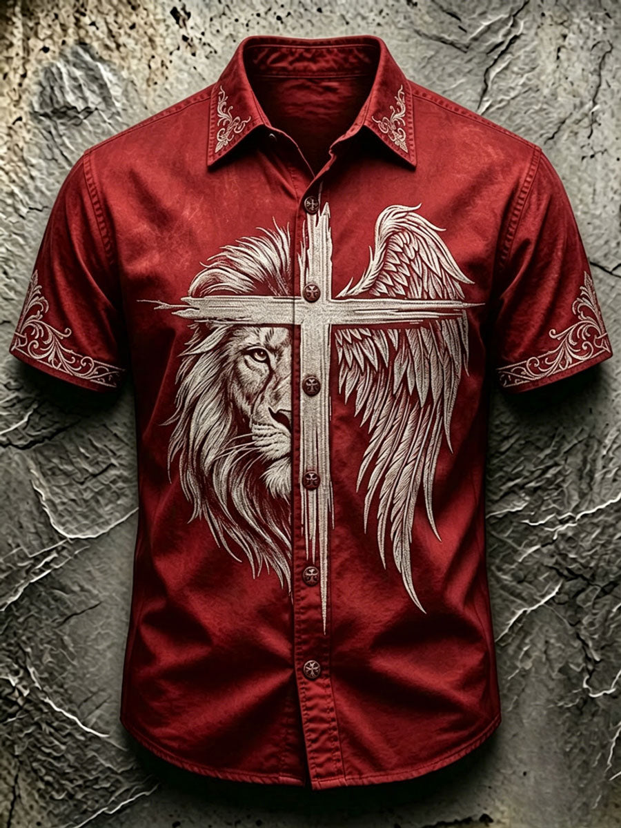Men's Faith Cross Printed Casual Shirt