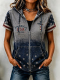 Women'S Casual Summer Short Sleeved Hooded Top