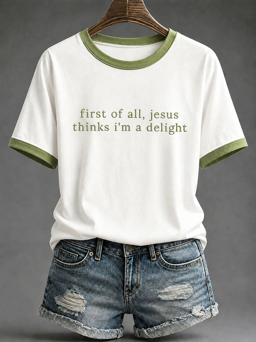Women'S Retro Faith Art Cross Print Round Neck Short Sleeved T-Shirt