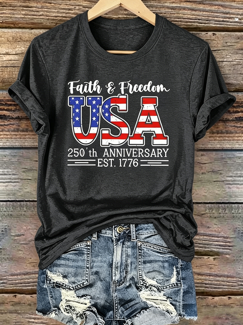 250Th Anniversary Commemorative Faith Printed Round Neck Top In The United States