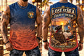 Men’s “Lost at Sea” Pirate Beach Bar & Sunset Print Sleeveless Tank Top