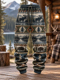 Men's Retro Hunting Culture Art Print Loose Drawstring Pants