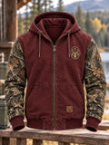 Men’s Deer & Cross Emblem Camo-Sleeve Full-Zip Hoodie