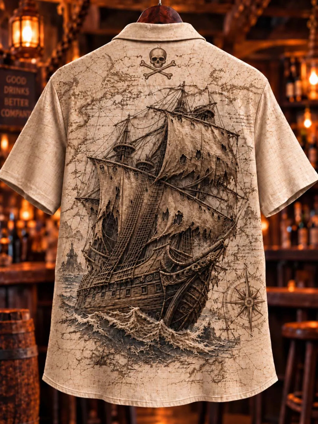 Vintage Nautical Map Pirate Shirt 🗺️