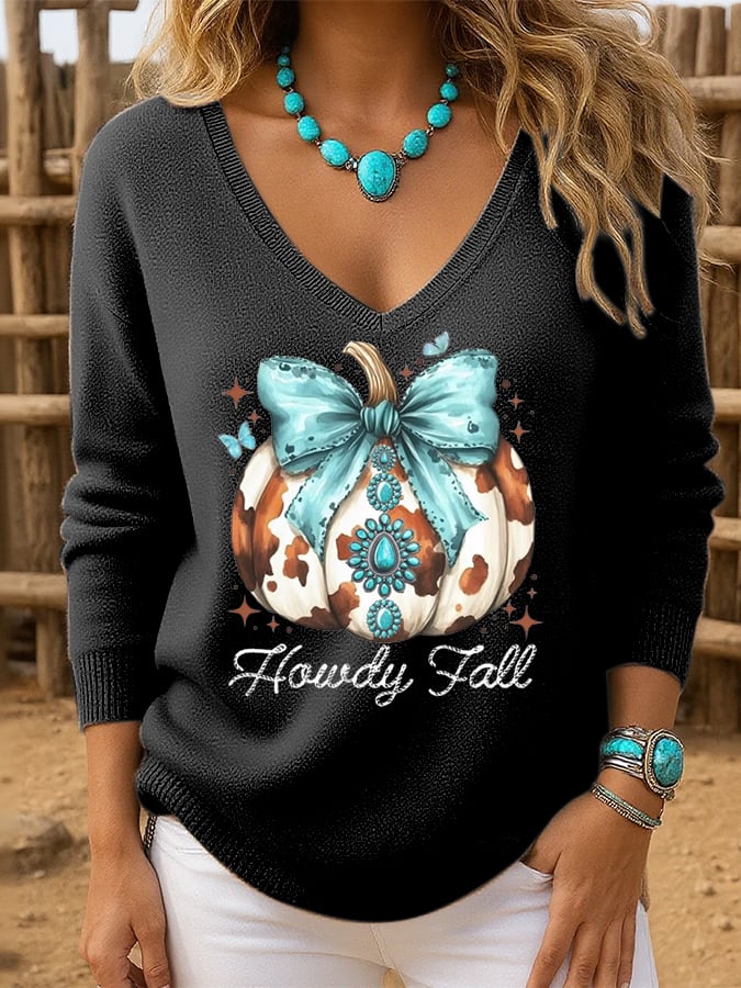 Women's Autumn Pumpkin Print Sweater