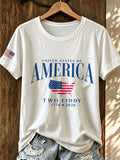 Women'S Casual American Flag Two Fiddy T-Shirt