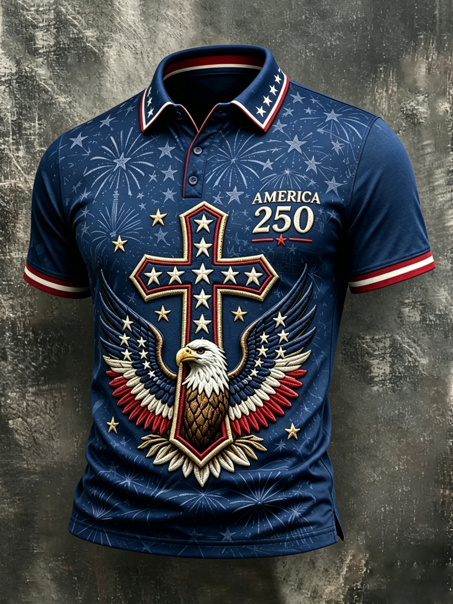 Men's Retro 250th Anniversary Print Polo Shirt