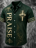Men's Religious Faith Cross Printed Casual Shirt