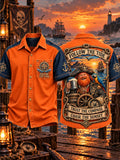 Men’s Vintage Old Salt Pirate Printed Short Sleeve Shirt