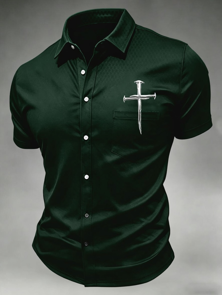 Men's Faith Cross Printed Casual Shirt