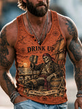 Vintage Pirate Skeleton Rum “Drink Up Me Hearties, Yo-Ho!” Men’s Sleeveless Tank Top