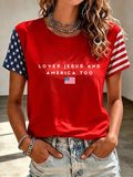 Women'sLoves Jesus And America Too1776-2026 Crew Neck Short Sleeve T-shirt