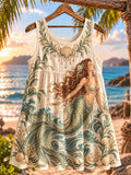 Women’s Pearl Seashell Mermaid Print Sleeveless Tank Top