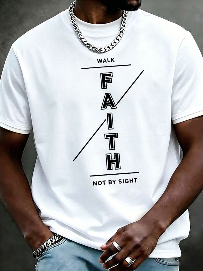 Men'S Casual Short-Sleeve T-Shirt With "Faith" Print