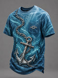 🌊"Deep Sea Anchor" Ocean Chain Vintage Blue Tee⚓
