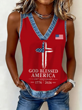 Women's Faith US Flag Patriotic V-Neck Vest