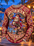 Ruby Carnival Pirate Found at the Bar Men's Ornate Long Sleeve Shirt