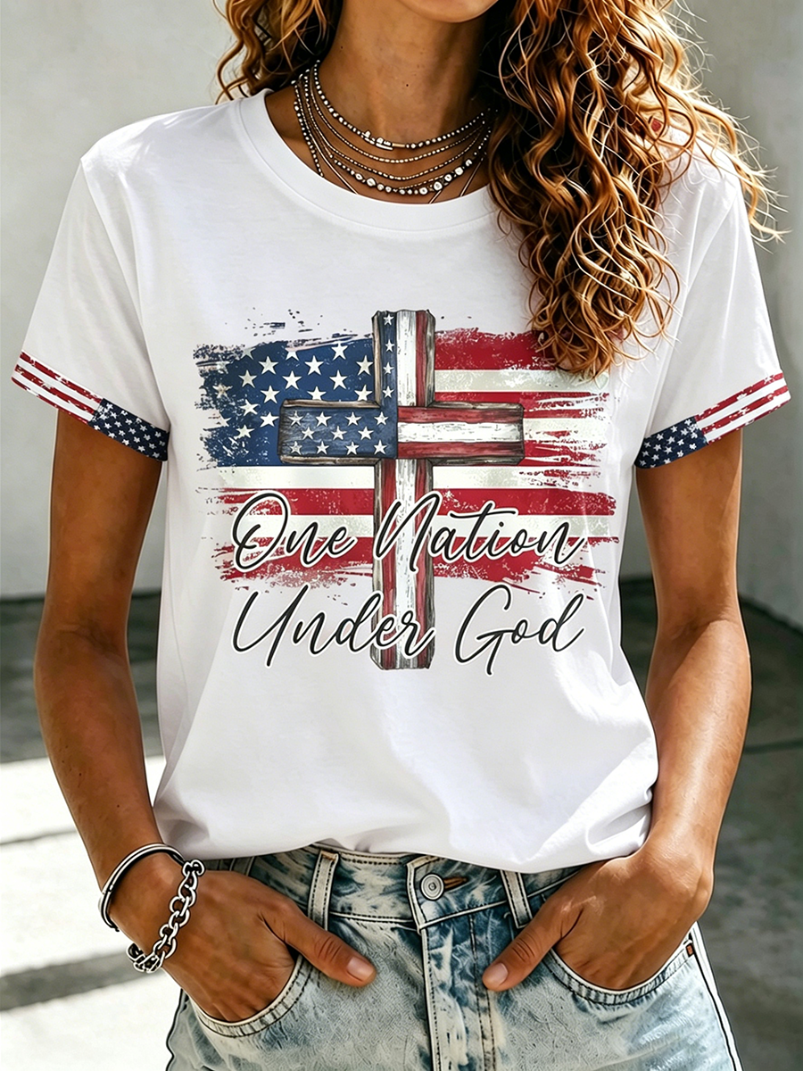 American Jesus Faith Memorial Printed Casual T-Shirt