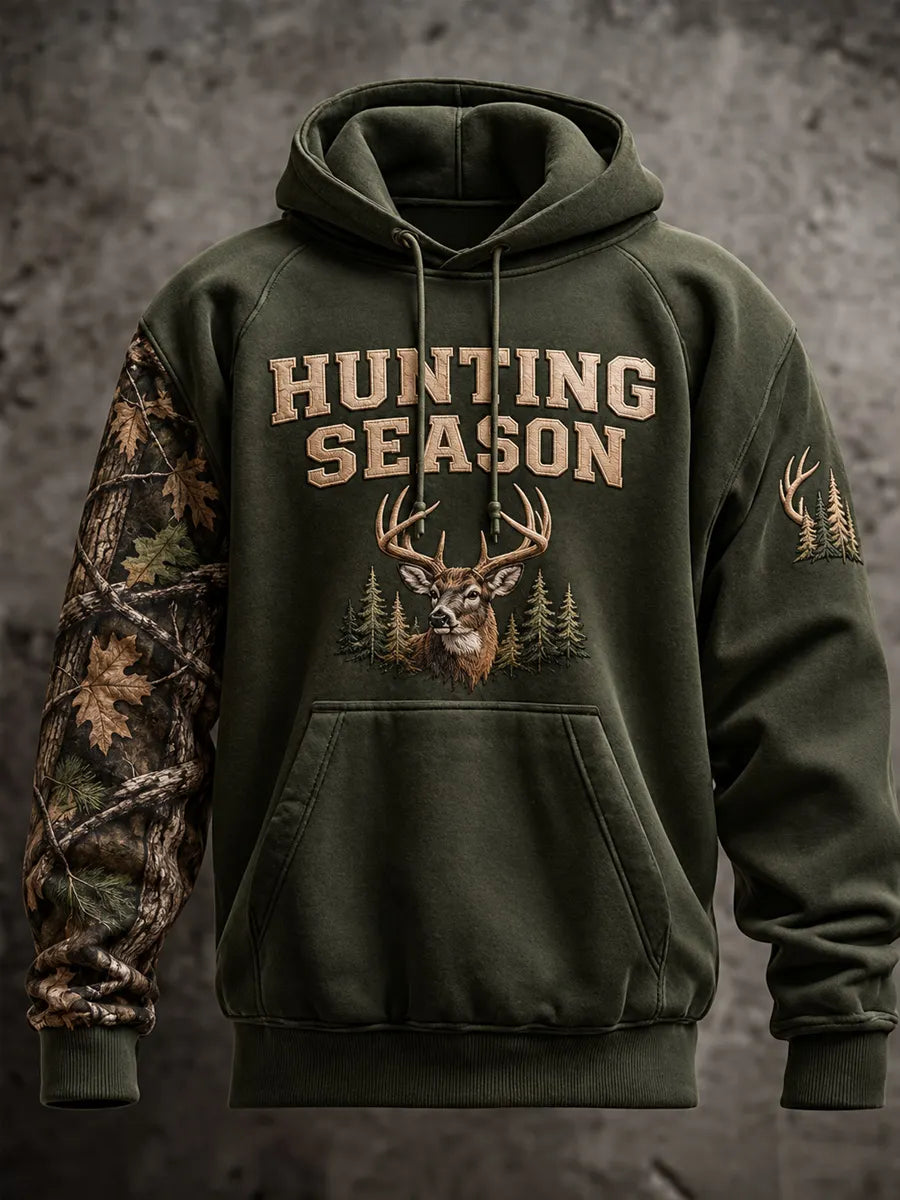 Retro Hunting Culture Print Casual Hoodie