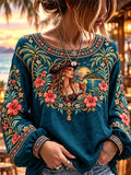 Tropical Pirate Woman Floral Long Sleeve Top