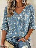 Women'S Faith Floral Printed V-neck Shirt