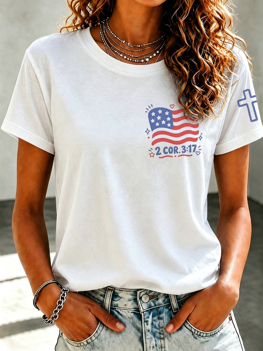 American Faith Jesus Memorial Printed Casual T-Shirt