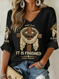 Women'S Connect To God The Password Is Prayer Print V-Neck Loose T-Shirt