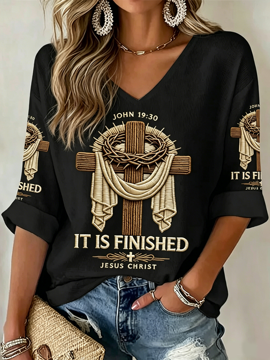 Women'S Connect To God The Password Is Prayer Print V-Neck Loose T-Shirt