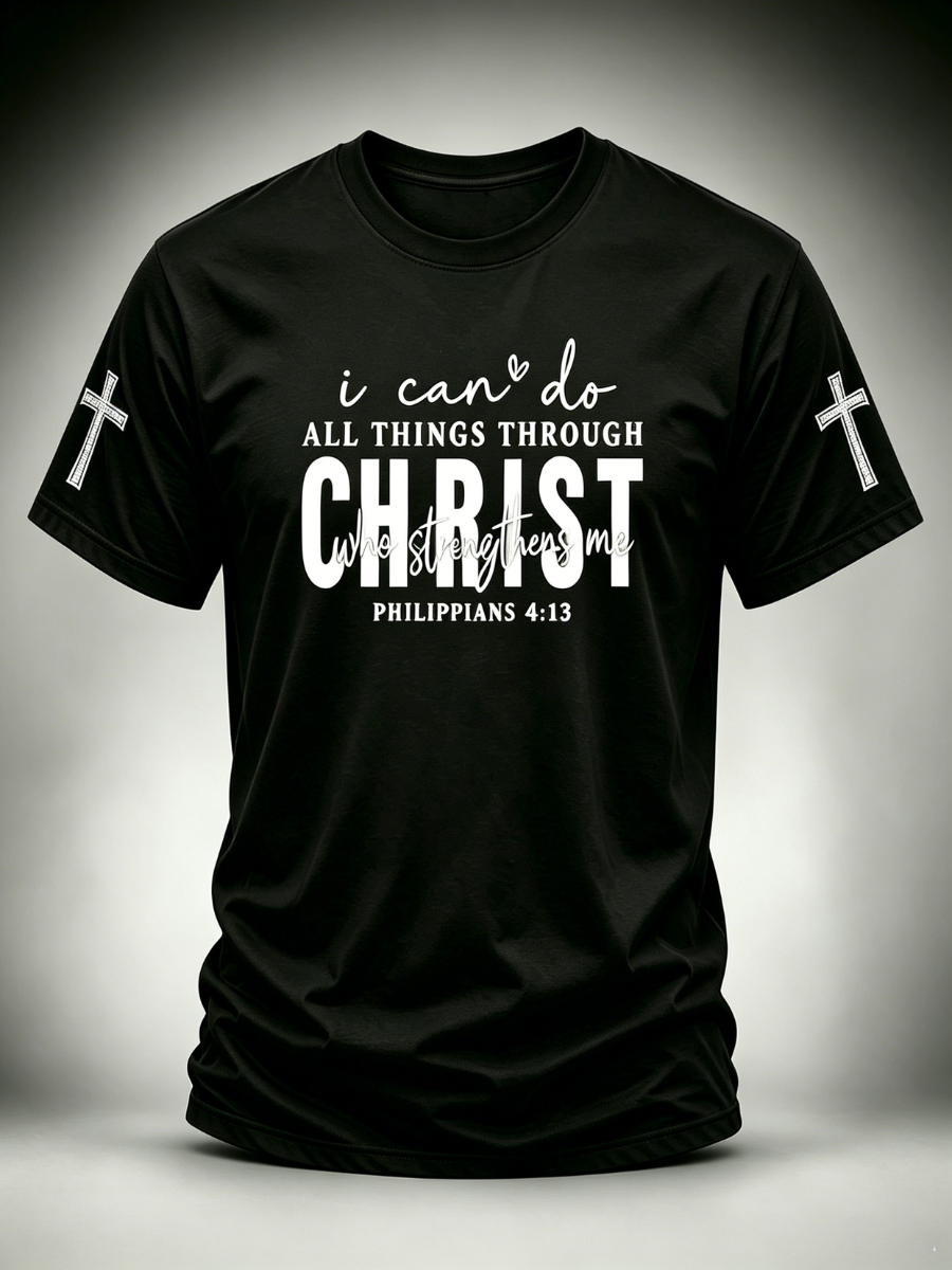 Men's I Do All Things Through Christ Who Strengthens Me Faith T-Shirt