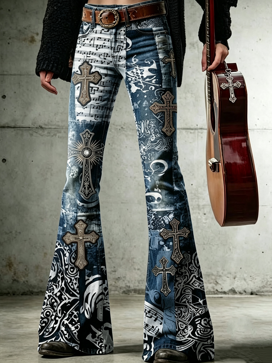 Women'S Black Cross Halloween Gothic Jeans
