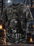 Jolly Roger Vintage Pirate Print Short Sleeve T-shirt