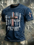 American Flag Faith Printed Round Neck T-shirt