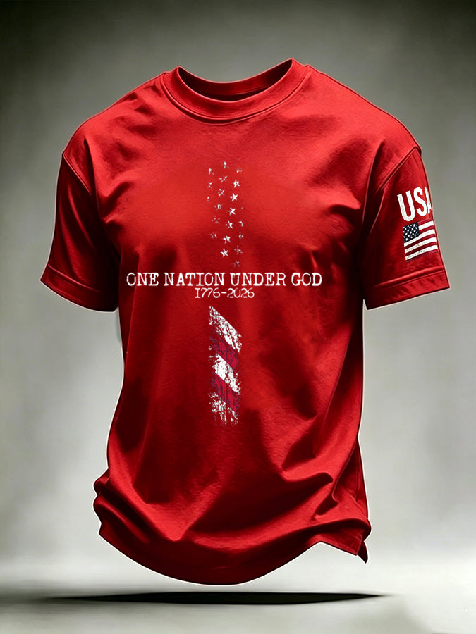 Men's One Nation Under God Print Short Sleeve T-Shirt