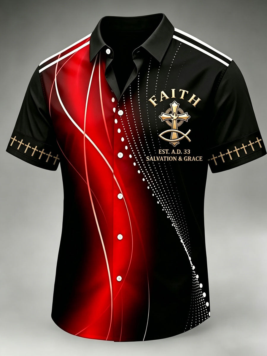 Men's Faith Cross Printed Casual Shirt