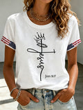 Women's American Flag Faith Printed Casual T-shirt