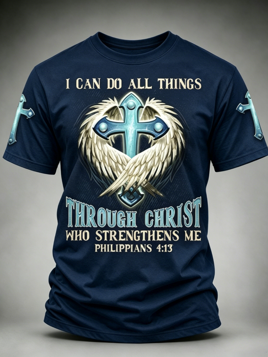 Men's I Do All Things Through Christ Who Strengthens Me Faith T-Shirt