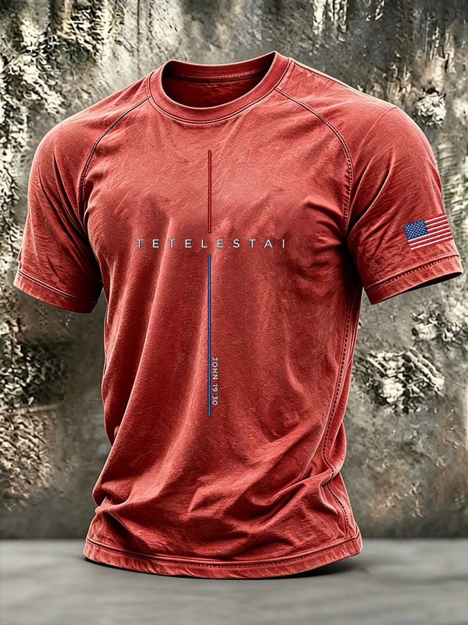 Men's Faith American Flag Sleeve Printed Short-Sleeve T-Shirt