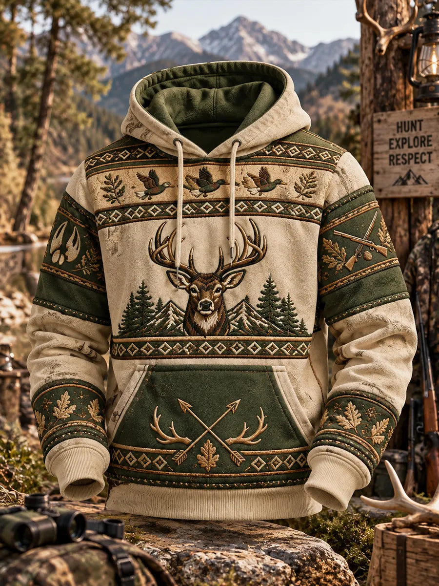 Men's Retro Hunting Season Print Hoodie