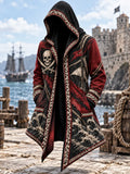 ⚔️ Red & Black Skull Crossbones Pirate Battle Hooded Coat