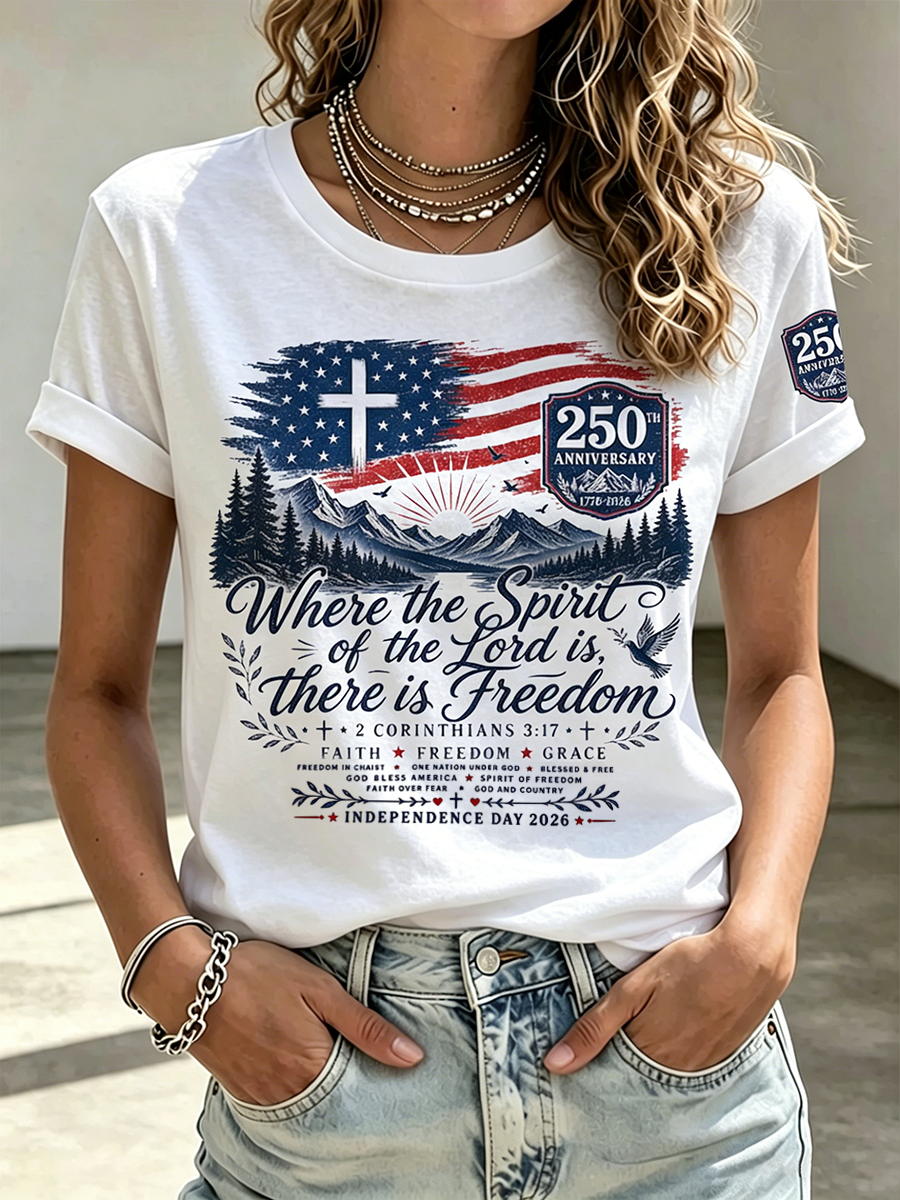 250Th Anniversary Faith Commemorative Printed Round Neck Top In The United States