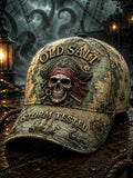 Retro “OLD SALT“ Captain Art Printed Baseball Cap