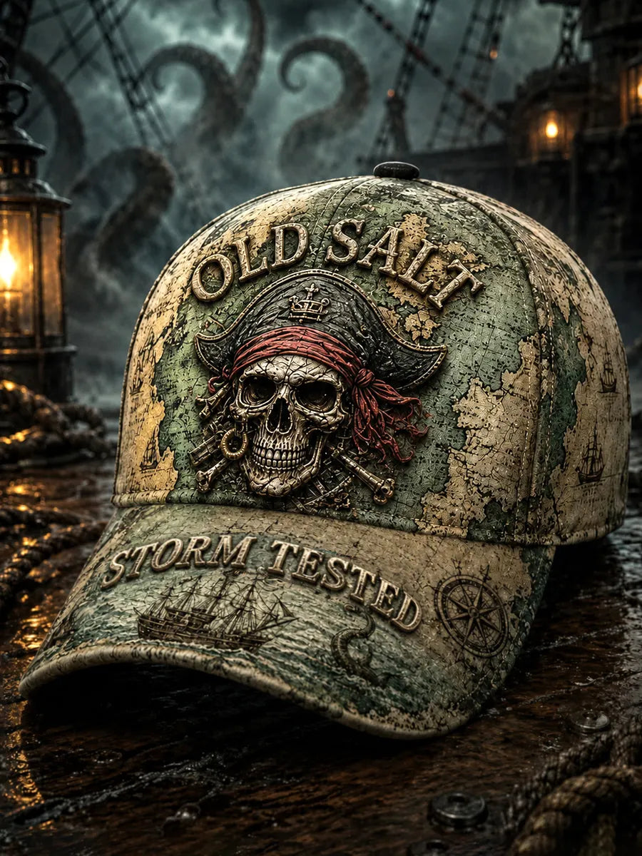 Retro “OLD SALT“ Captain Art Printed Baseball Cap