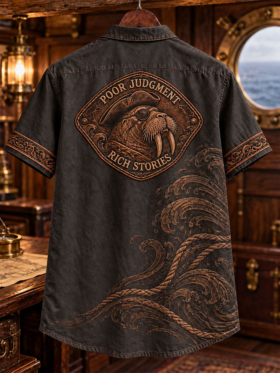 Poor Judgment, Rich Stories Walrus Nautical Men’s Lace-Up Shirt