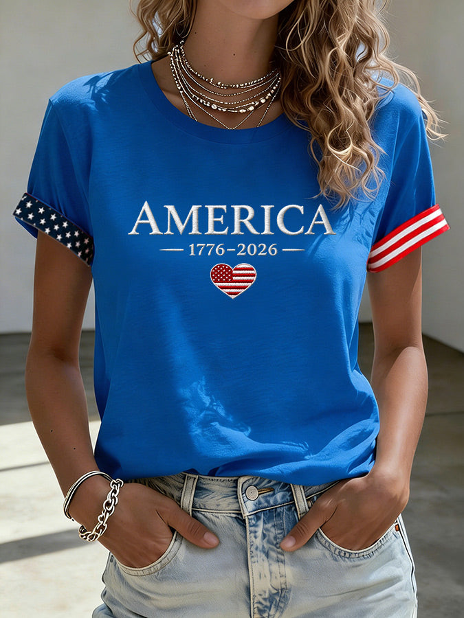 Women'S Patriotic Printed Casual T-Shirt From The United States