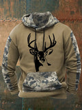 Men's Western Deer Head 3D Camouflage Oversized Hoodie