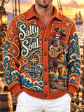 Salty Soul Rock & Rum Pirate Skeleton Guitar Men's Knit Cardigan