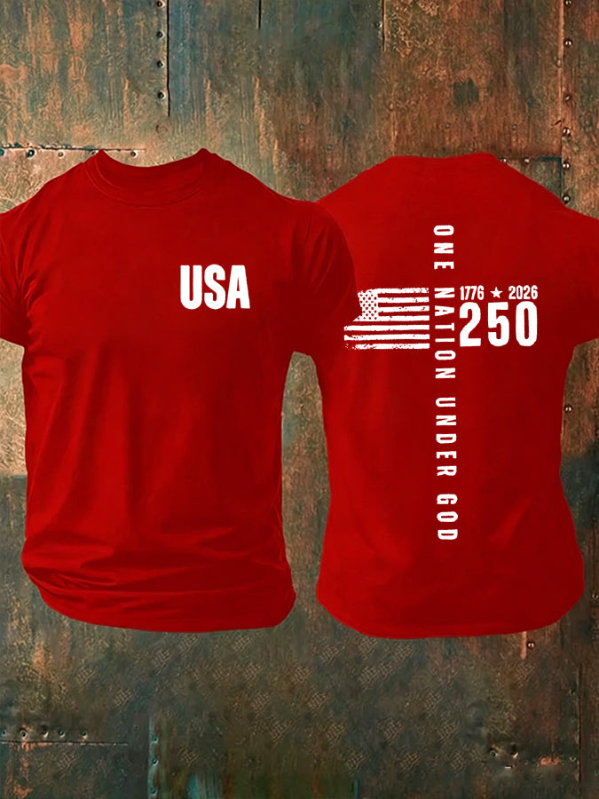 Men's One Nation Under God Print Short Sleeve T-Shirt