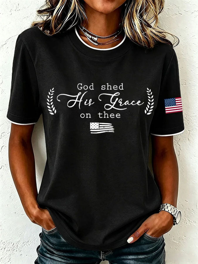 Women'S God Shed His Grace On Thee Print Casual T-Shirt