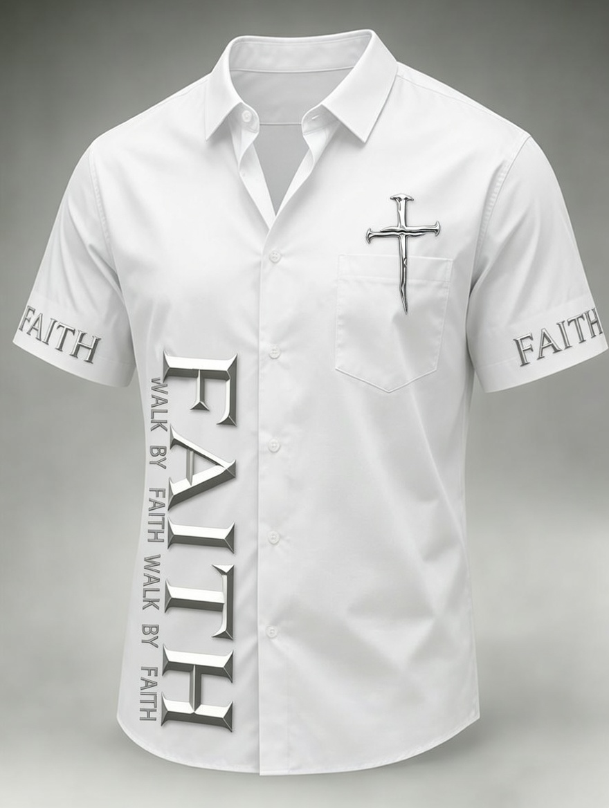 Men's Faith Cross Printed Casual Shirt