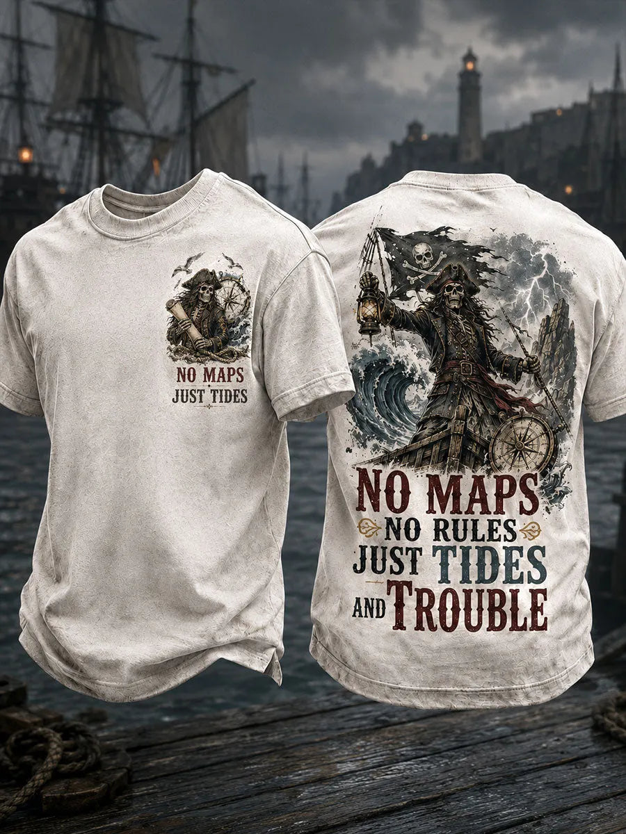 Men's "NO MAPS NO RULES JUST TIDES AND TROUBLE" Tops